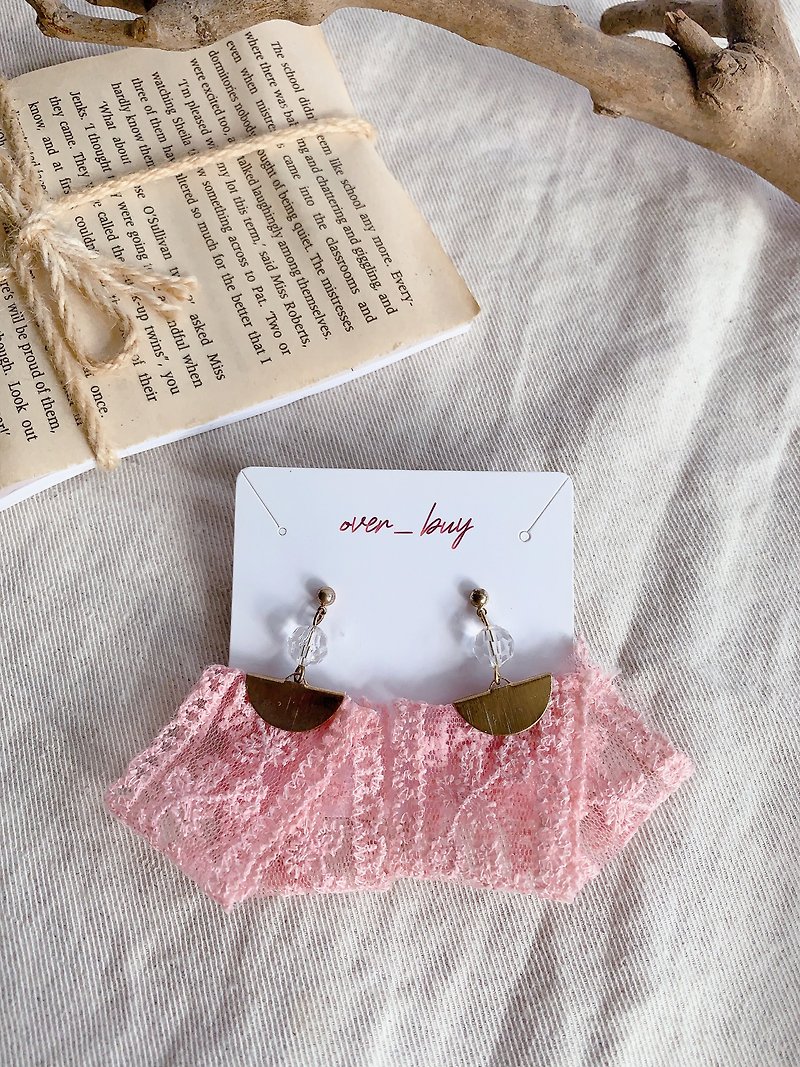 Elegant Temperament | Lace Earrings Clip-On - Earrings & Clip-ons - Other Materials Pink