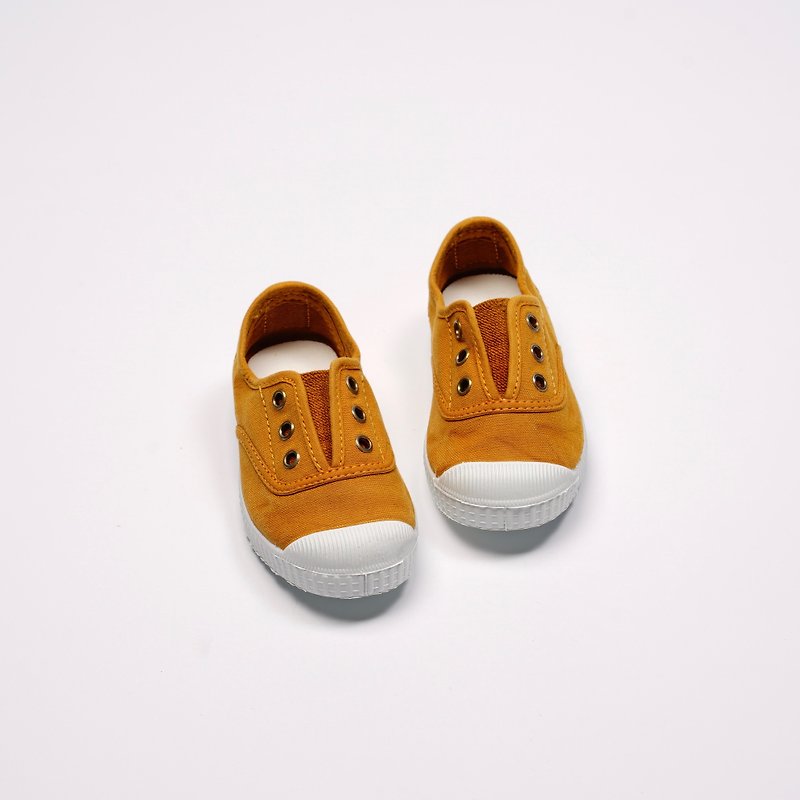 スペインのナショナルキャンバスシューズCIENTA7077743カーキ色の古い生地の子供靴を洗った - キッズシューズ - コットン・麻 オレンジ