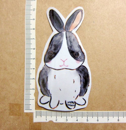 毛球工坊 手繪插畫風格 完全 防水貼紙 兔子 道奇兔 黑兔