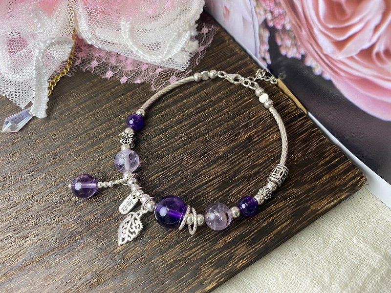 Purple Dream (Amethyst + Amethyst Crystal Sterling Silver Bracelet) - สร้อยข้อมือ - เงินแท้ 