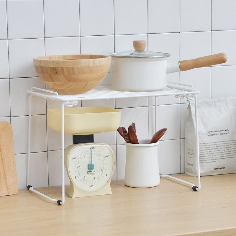 Japan Peace FREIZ Blance Cascading Table/Under Sink Rack-Large Size - ชั้นวาง/ตะกร้า - โลหะ ขาว