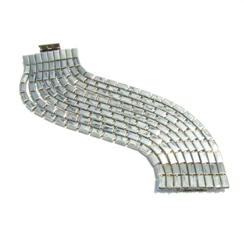 80s vintage silver tone 9 row chain bracelet - 手鍊/手環 - 其他金屬 銀色