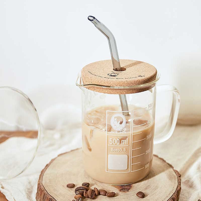 玻璃 咖啡杯/馬克杯 - 咖啡因理科燒杯 附軟木杯蓋