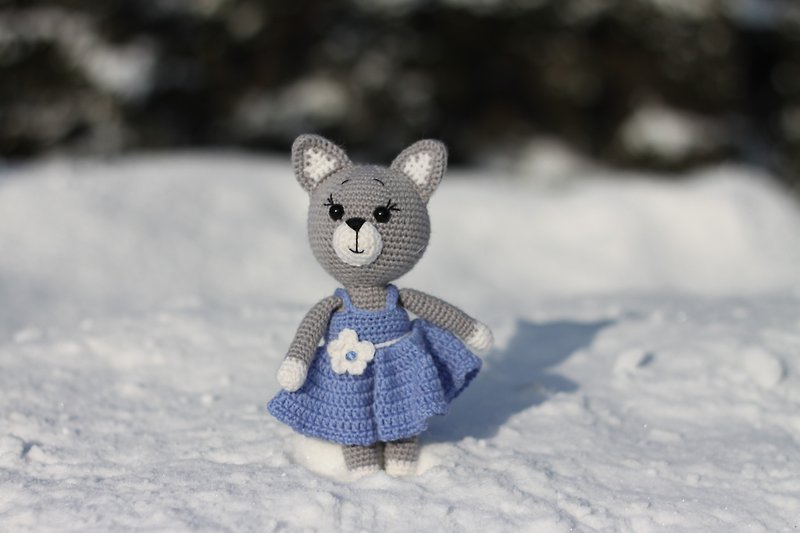 Crochet kitty, Crochet kitty Stuffed, toy knitted kitty, Cute plush animals - Kids' Toys - Wool 