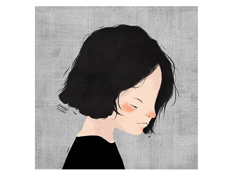 Chen Wei Card /ポートレートカード/ Black Short Hair Girl（黒背景） - カード・はがき - 紙 ブラック