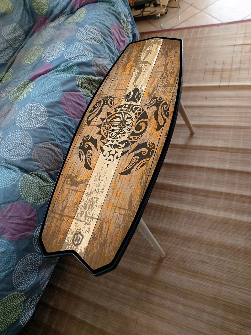Surfboard Table, Maori, Turtle, Surfing gift, Bar Decor, Beach Decor - Other Furniture - Wood Multicolor