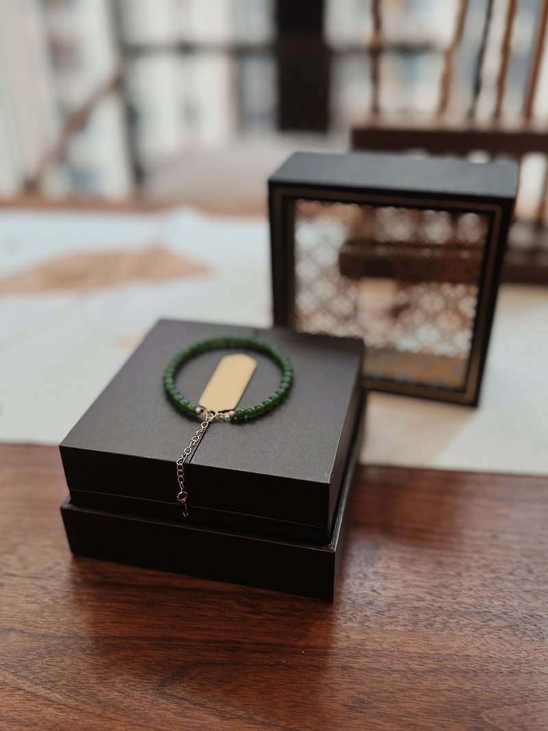 綠色瑪瑙手鏈天然石手串飾品禮盒包裝 - 手鍊/手環 - 水晶 綠色