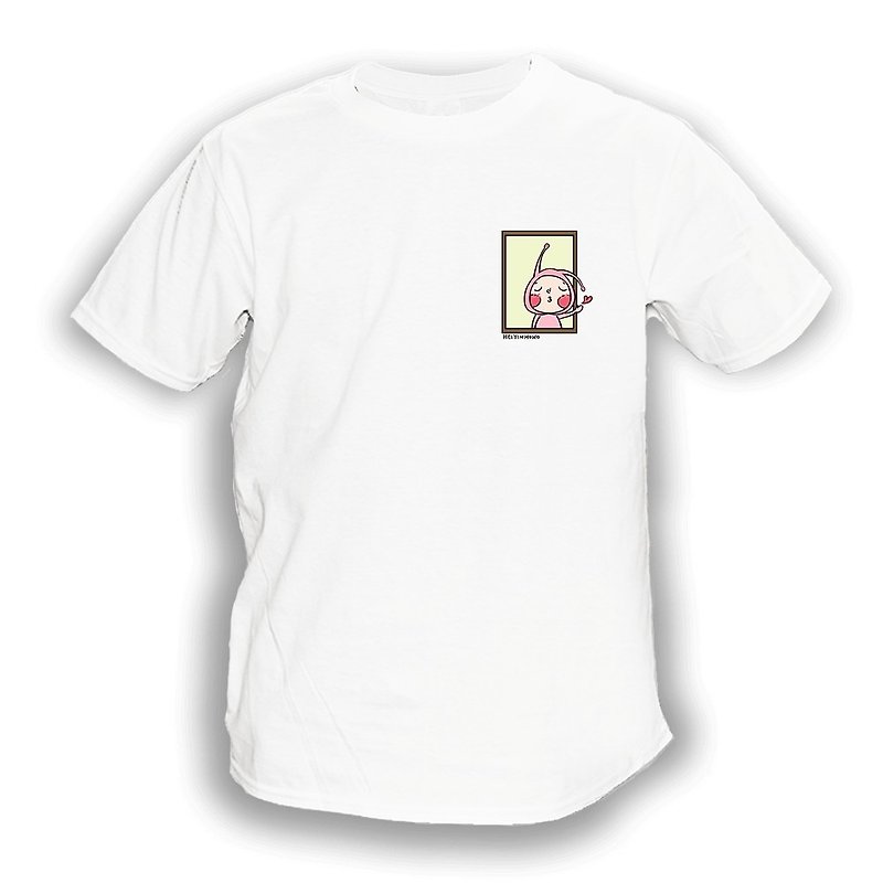 Kissing HoHo Pocket T-shirt - อื่นๆ - ผ้าฝ้าย/ผ้าลินิน ขาว