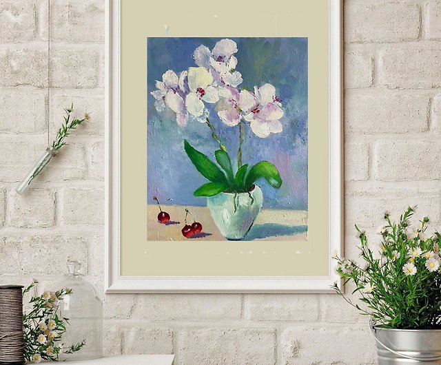 野党 油絵の純粋な手描きの植物と花 花卉掛画029 - 美術品
