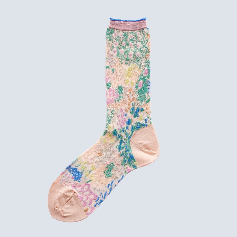 Garden terrace socks / pink - ถุงเท้า - ไนลอน สึชมพู