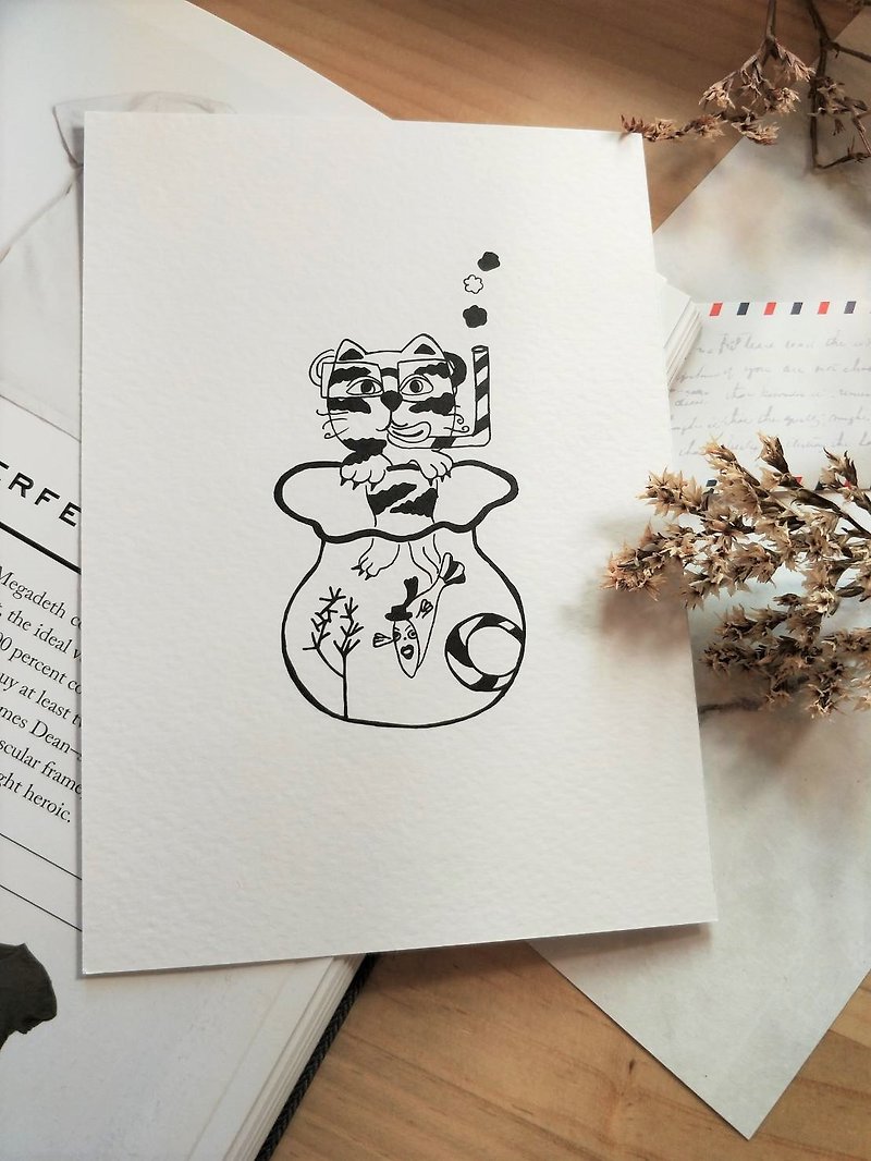 Postcards, Hand Drawn, Cats - การ์ด/โปสการ์ด - กระดาษ ขาว