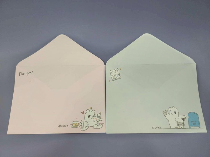 【西式信封】 黑田桑西式信封(淺藍粉紅)18810 - 信封/信紙 - 紙 多色