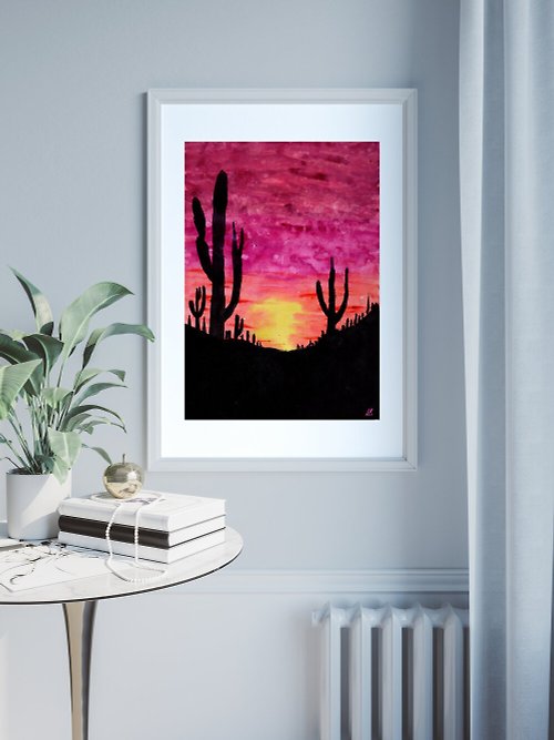 Artkingdom7 Saguaro Park Painting Cacti Original Art Arizona Desert Landscape Art