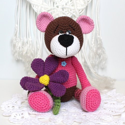 ZiminaDoll Teddy bear stuffed toy Personalized Bear pink soft toy Baby shower gift