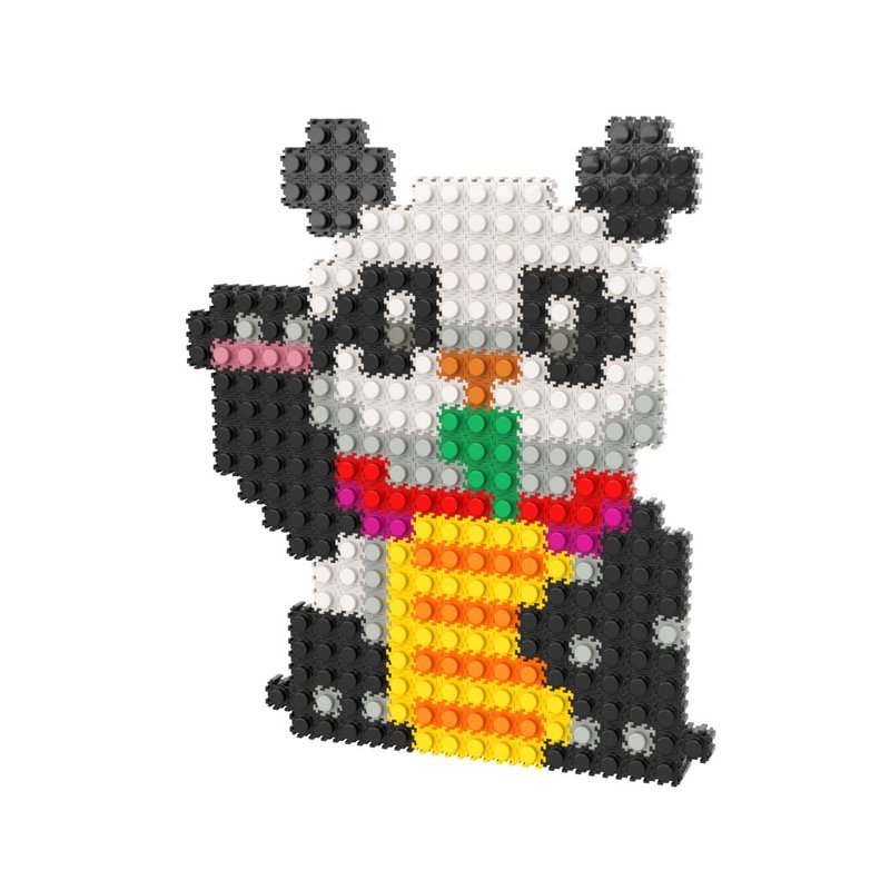 Pizel Japanese Beckoning Panda Pixel Art Z Puzzle - Stuffed Dolls & Figurines - Cotton & Hemp Multicolor