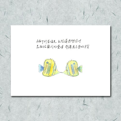 一把蔥 雜燴工作室 動物與牠的詩10/ 蝴蝶魚/ 手繪 /卡片 明信片