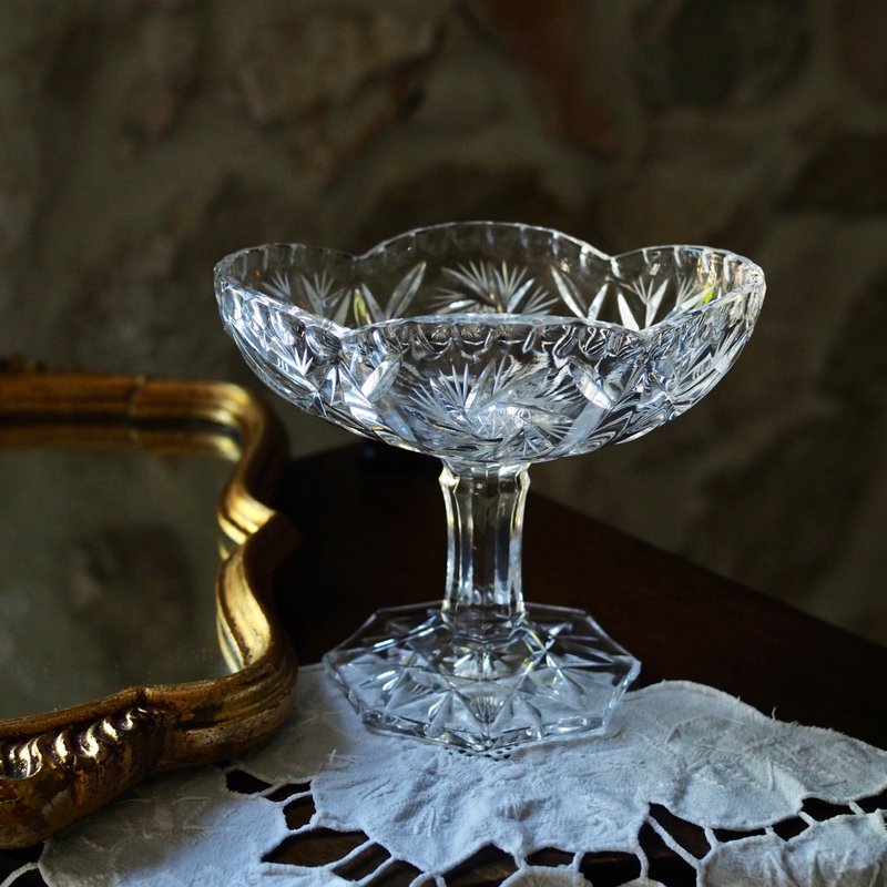 Czech Nizbor A. Ruckl & Sons vintage crystal glass plate - จานและถาด - คริสตัล สีใส