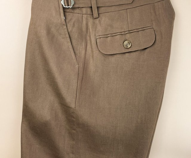 Brown mens linen shorts, WEEKDAY Solstice bermuda shorts, light weight pants  - Shop solstice Women's Shorts - Pinkoi