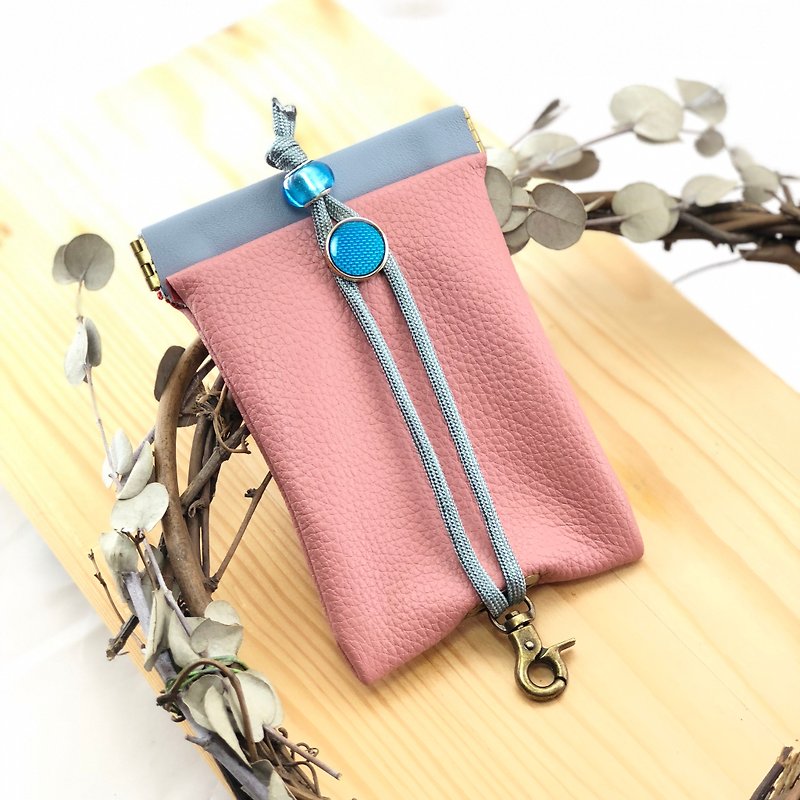 Splicing the free shrapnel key bag - key / key bag / storage / key case - Keychains - Genuine Leather Pink