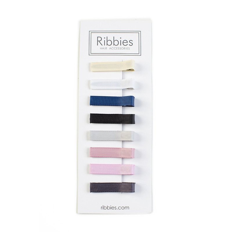 英國Ribbies 經典中性單色髮夾8入組 - 髮夾/髮飾 - 聚酯纖維 