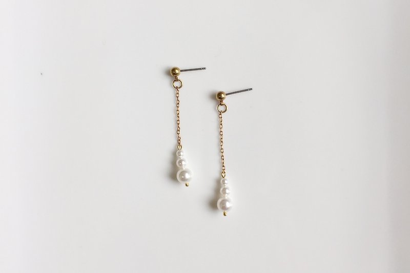 o0O 施華洛世奇水晶珍珠造型耳環 - 耳環/耳夾 - 其他金屬 白色
