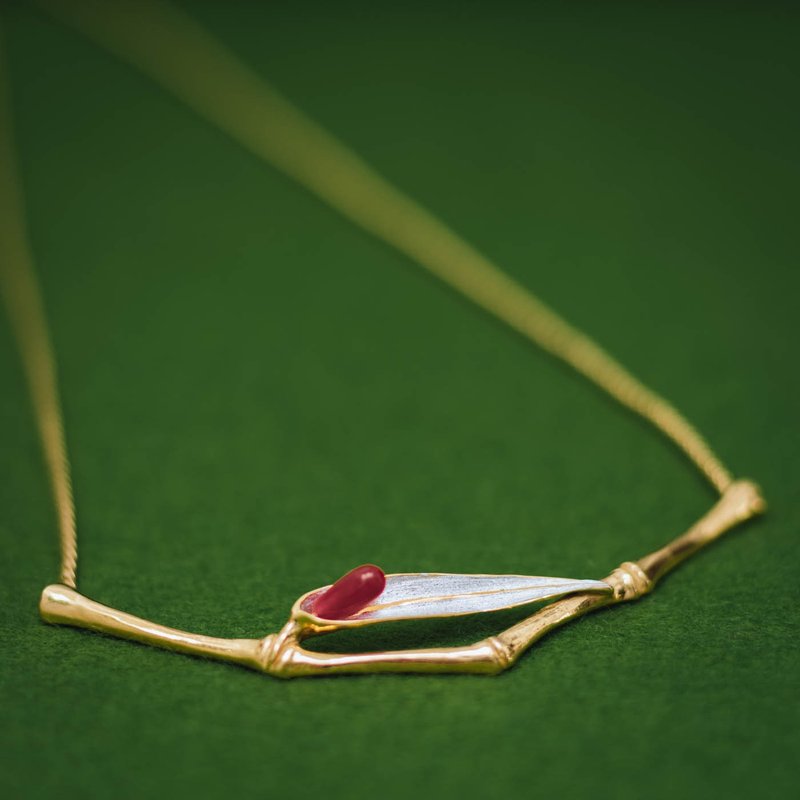 竹 小 ネックレス (クォーツ) - 項鍊 - 銀 金色