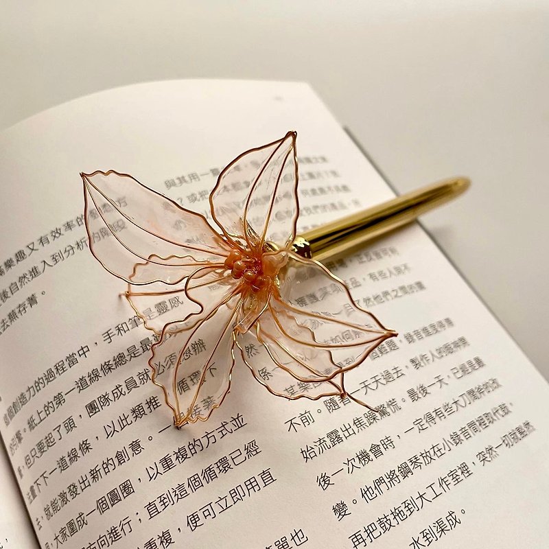 石斛蘭水晶花造型筆 - 擺飾/家飾品 - 樹脂 粉紅色