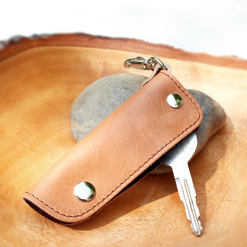 Car Key Case - Beige (Genuine Cow Leather) / Key Case / key Holder - 鑰匙圈/鑰匙包 - 真皮 