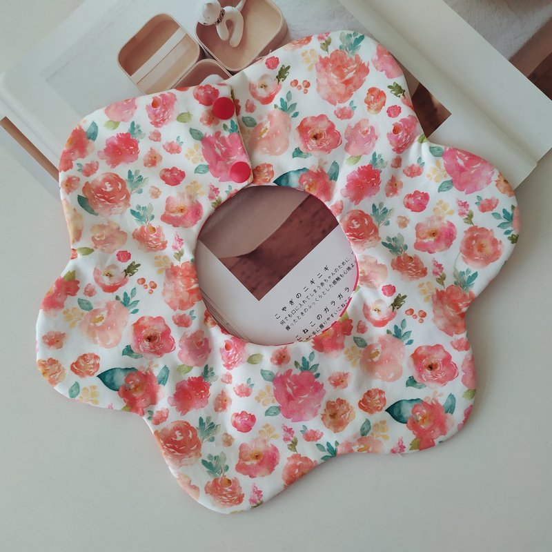【5日內出貨】轉轉花兜 水彩花兒 360度花瓣圍兜  嬰兒圍兜 - 彌月禮盒 - 棉．麻 多色