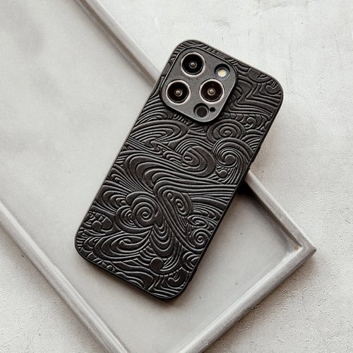 loowey 如瑋 【行雲流水】iphone16promax手機殼真皮蘋果15plus保護套14防摔13