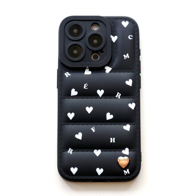 iPhone15/14/13 Fahei Little Love Down Pengpeng Phone Case - Phone Cases - Plastic Black