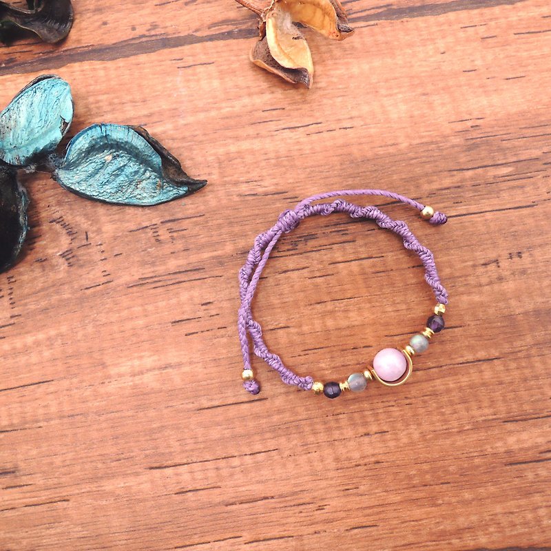 Gentle Heart / Natural Stone x Brazil Silk Wax Line Bracelet - Bracelets - Gemstone Purple