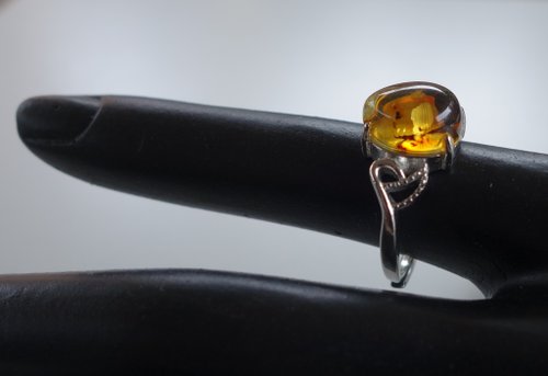 山奇藝術 Baltic Amber 琥珀 天然波羅的海 金珀 戒指 2.6克 植物珀 花珀