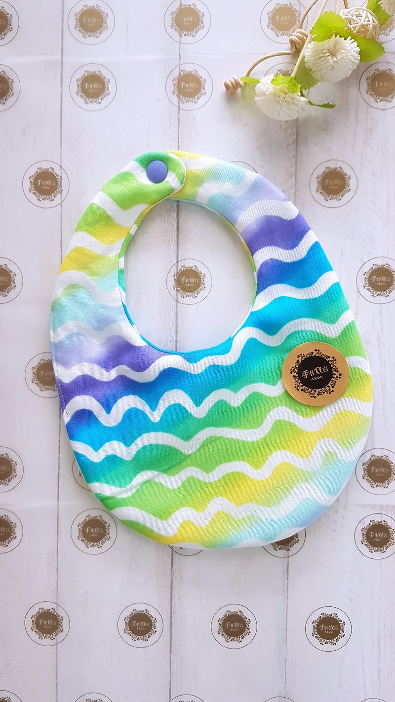 (Gradation D) Double-sided egg-shaped bib with eight-fold yarn and 100% cotton - Bibs - Cotton & Hemp Multicolor