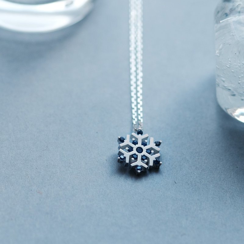 サファイア 雪の結晶 ネックレス シルバー925 - 項鍊 - 其他金屬 藍色