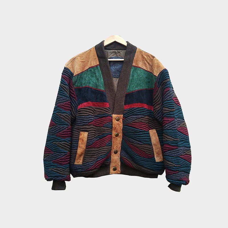Vintage suede jacket B27 - เสื้อแจ็คเก็ต - ผ้าฝ้าย/ผ้าลินิน สีนำ้ตาล