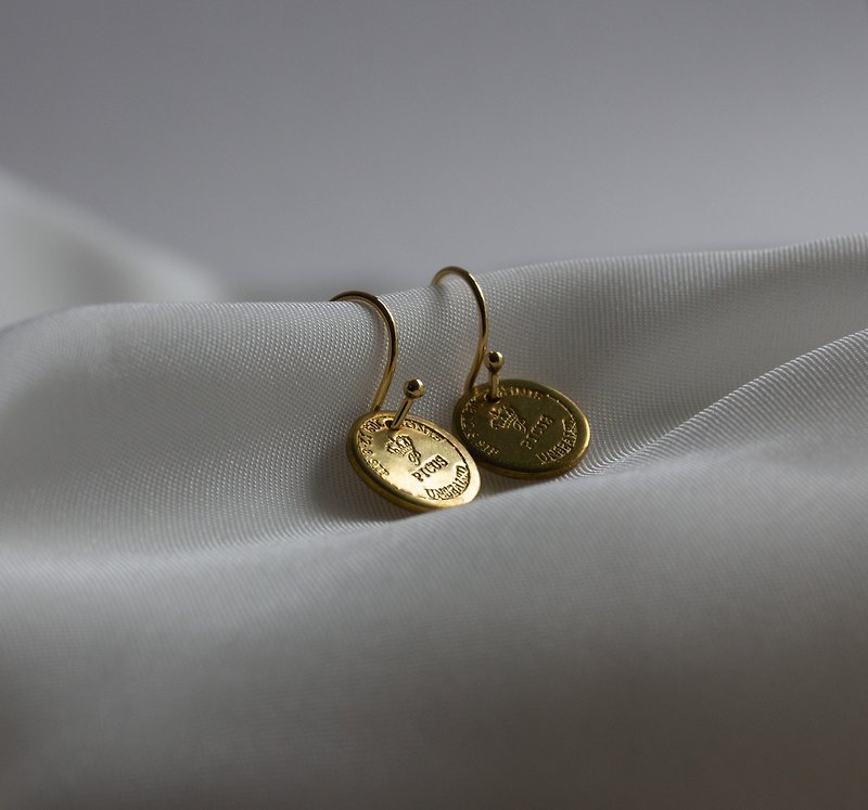 日本PICUS 黃銅迷你銅板耳環 - 耳環/耳夾 - 銅/黃銅 金色