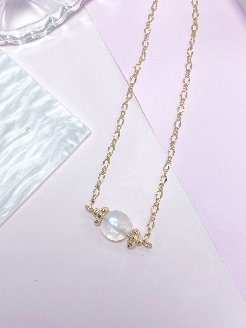 Love Series Moon Stone 14KGF Necklace - สร้อยคอ - คริสตัล สีใส