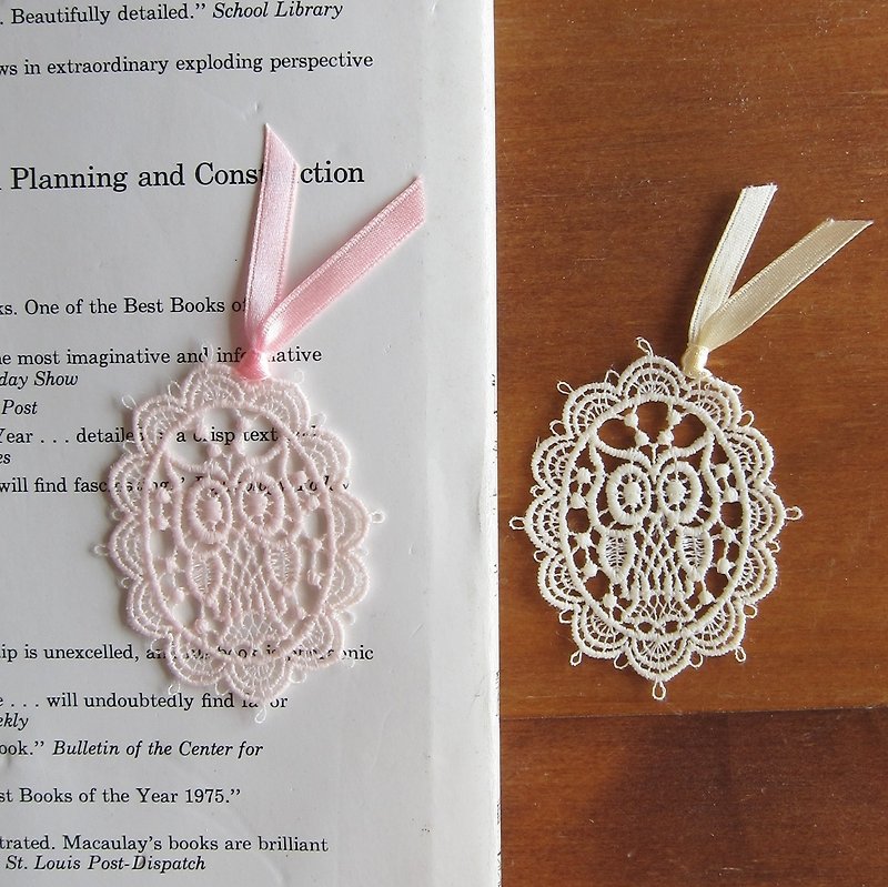 Embroidered  Lace bookmarks :Owl - ที่คั่นหนังสือ - เส้นใยสังเคราะห์ 