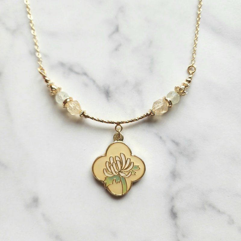 【Hundred Flowers Collection】- Chrysanthemum Necklace - สร้อยคอ - โลหะ สีเหลือง