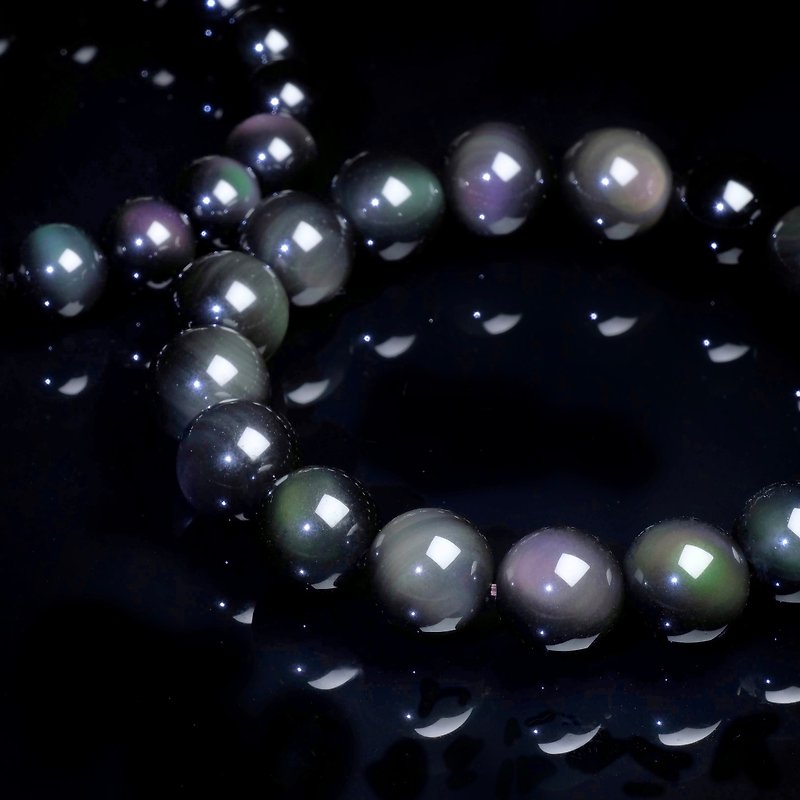 Rainbow obsidian crystal bracelet to ward off evil spirits and eliminate negative energy natural stone energy bracelet custom-made - Bracelets - Crystal Black