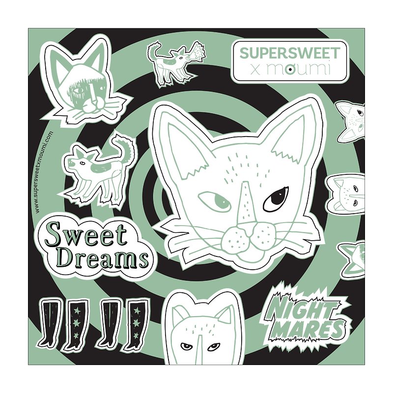 Nightmares/Sweet Dreams Sticker - สติกเกอร์ - กระดาษ สีเขียว