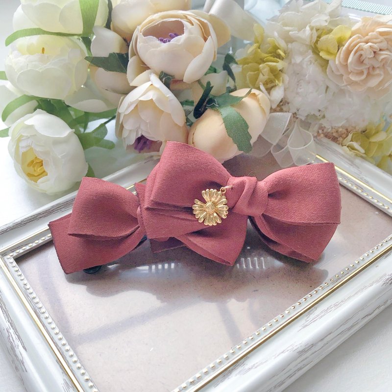 韓系氣質大人感香蕉夾相交夾髮夾-磚紅色 - 髮夾/髮圈 - 其他材質 咖啡色