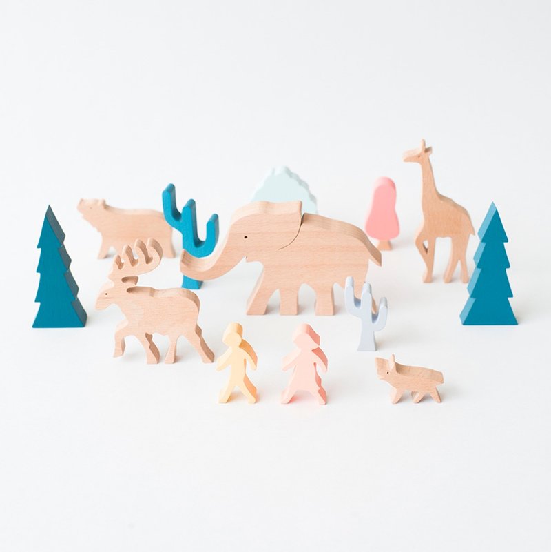 Landscape Blocks - Animal Forest - ของวางตกแต่ง - ไม้ สีกากี