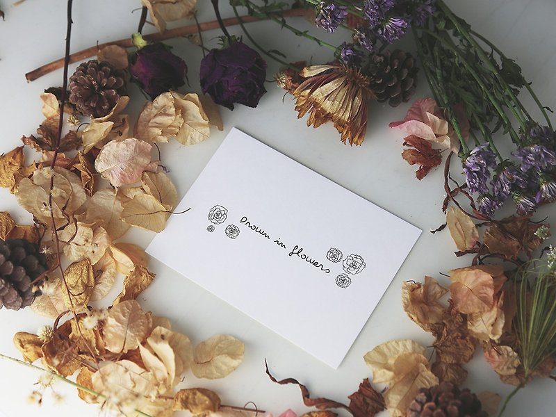 Drown In Flowers Postcard G - Cards & Postcards - Paper White