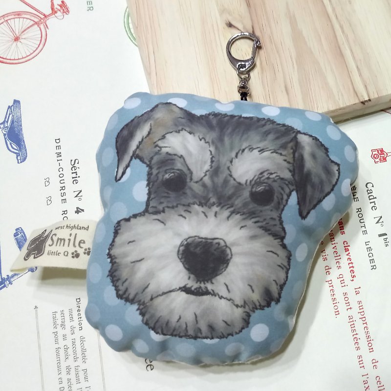 Schnauzer ~ fabric pendant ~ tweeted ~ key ring dog toy - ที่ห้อยกุญแจ - เส้นใยสังเคราะห์ 