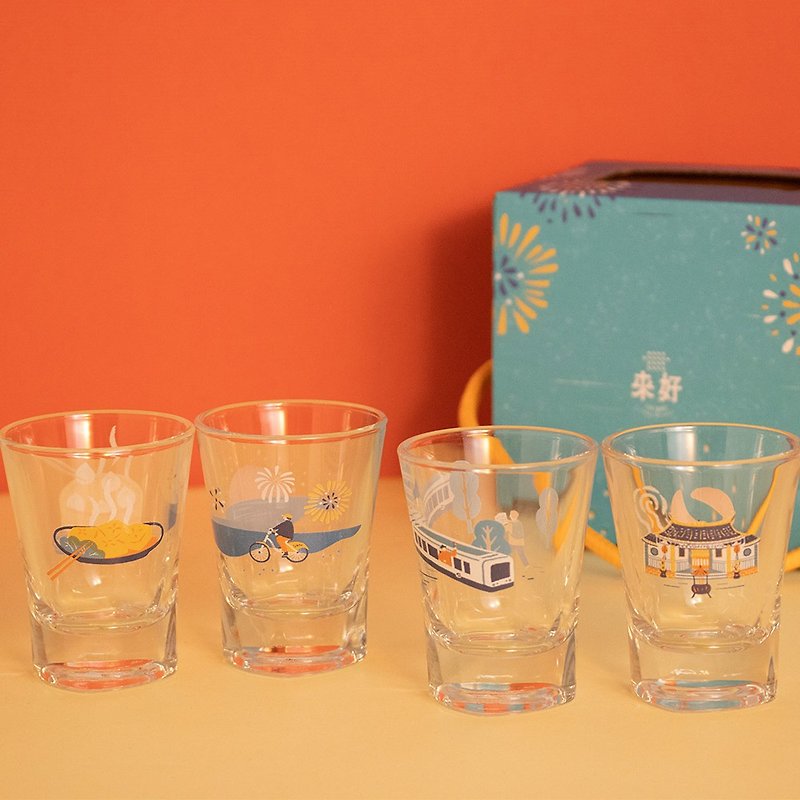 [Laihao] City Scape shot glass set-4 pieces - Bar Glasses & Drinkware - Glass Multicolor