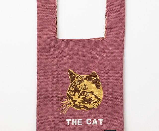 Jubilee ニットトートバッグ 大きめマルシェサイズ 猫 シンプル