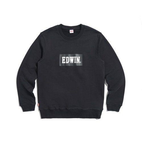 EDWIN 臺灣總代理 EDWIN BOX LOGO厚長袖T恤-男款 (黑色) #上衣