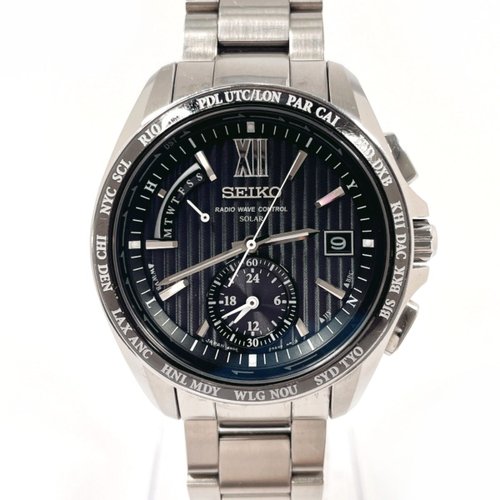 jp-brands 【日本直送 中古美品】セイコー SEIKO 腕時計 SAGA145 8B54-0AW0 ブライツ ワールドタイム ステンレススチール シルバー